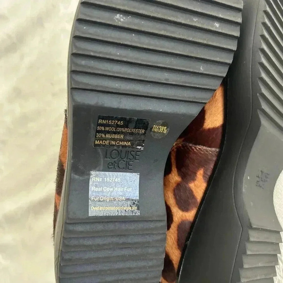 LOUISE ET CIE Calf Hair Pony Booties Leopard Print Women’s Size 8M 38.5 EUC - Picture 6 of 13